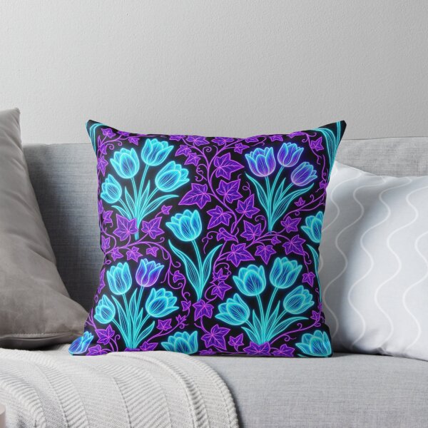 Item preview, Neon Blue Tulips and Purple Ivy Pattern designed and sold by Owcomm.