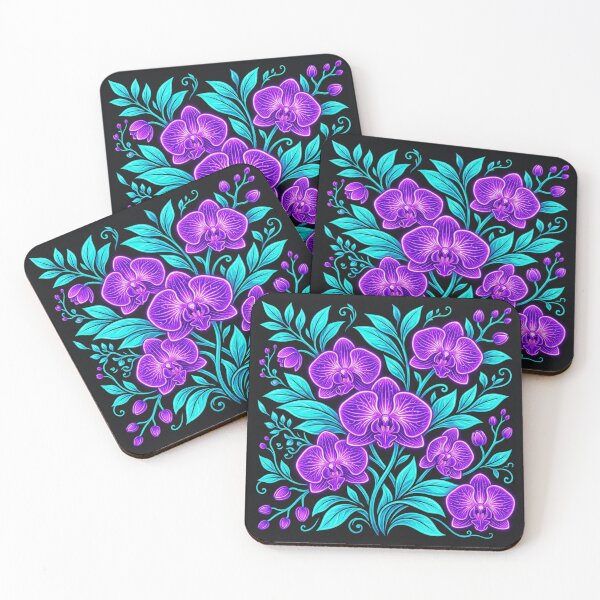 Item preview, Neon Glowing Purple Orchid Floral Illustration designed and sold by Owcomm.