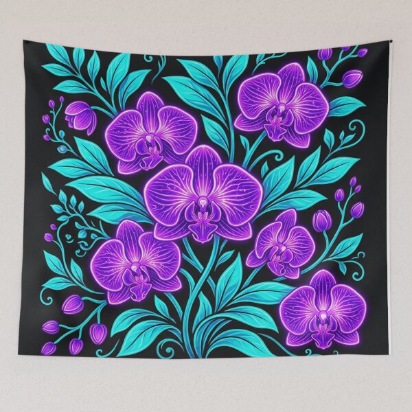 Item preview, Neon Glowing Purple Orchid Floral Illustration designed and sold by Owcomm.