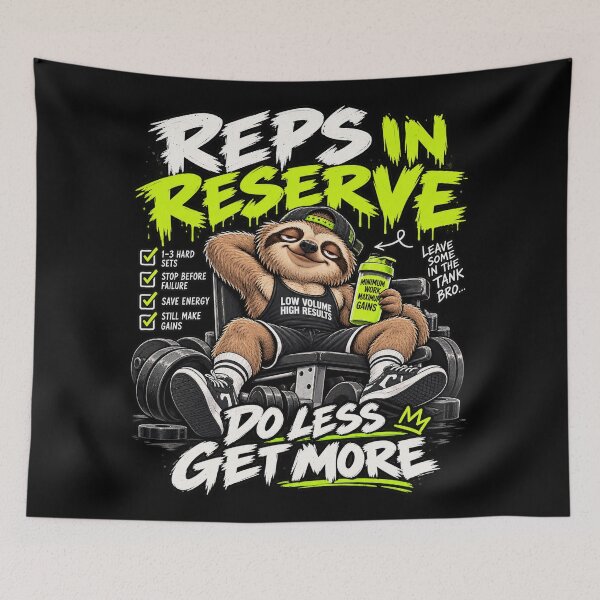 Item preview, Reps in Reserve – Funny Low Volume Training Gym Sloth designed and sold by JezzasFunnyShirts .