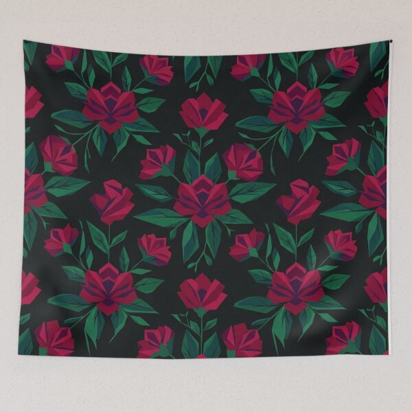 Item preview, Geometric Dark Crimson Rose Floral Pattern designed and sold by Owcomm.