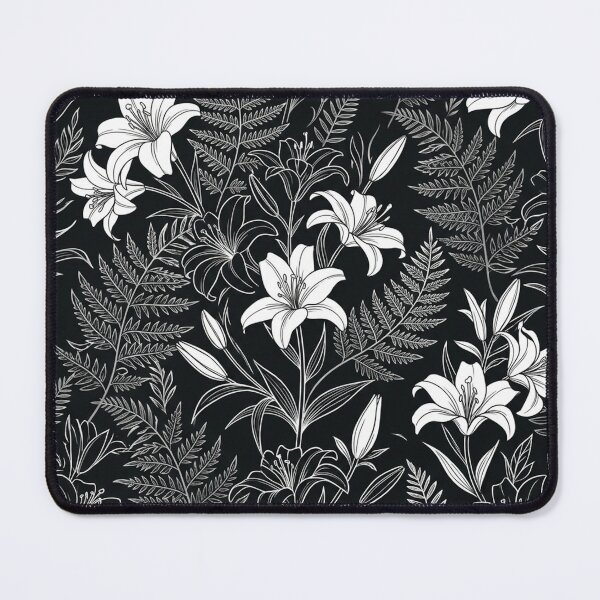 Item preview, Elegant White Lilies and Botanical Ferns Pattern designed and sold by Owcomm.
