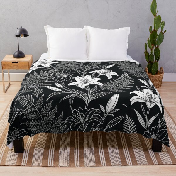 Item preview, Elegant White Lilies and Botanical Ferns Pattern designed and sold by Owcomm.