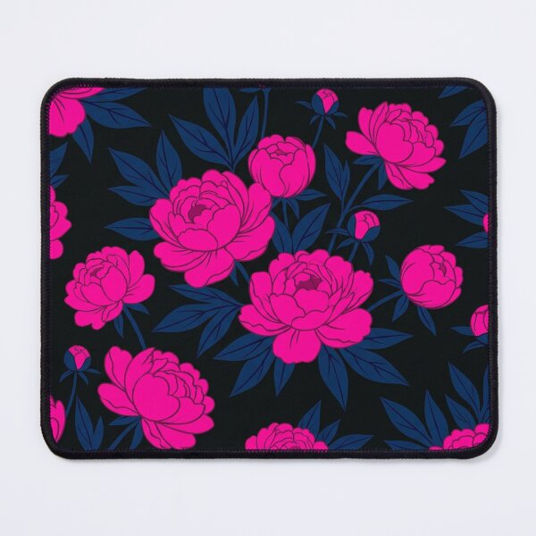 Item preview, Vibrant Pink Peonies on Black Pattern    designed and sold by Owcomm.