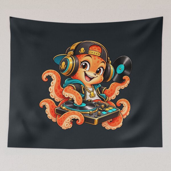 Item preview, DJ Octopus Spinning Vinyl Records designed and sold by ImagenFusionP.