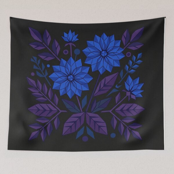 Item preview, Geometric Blue Floral Botanical Bouquet Illustration designed and sold by Owcomm.