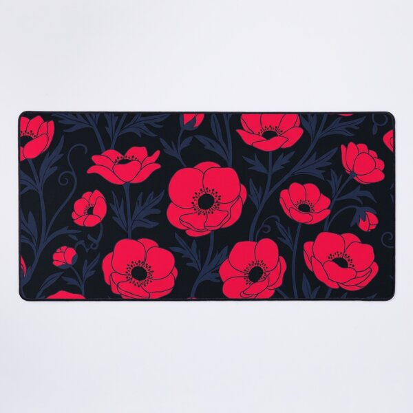 Item preview, Red Poppies Floral Pattern on Dark Background designed and sold by Owcomm.