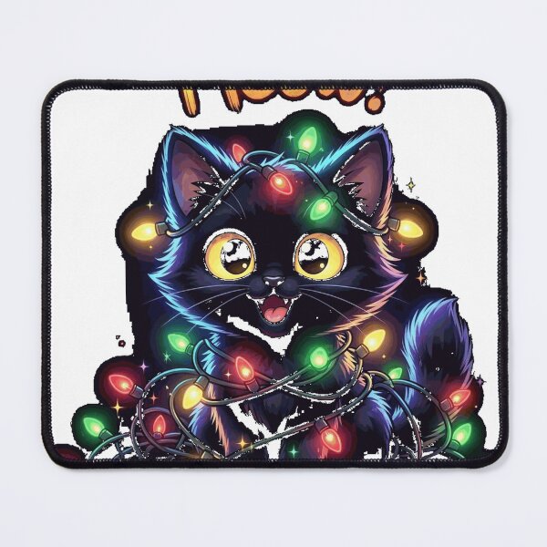 Item preview, Funny black cat tangled in christmas lights Classic T-Shirt (2) designed and sold by Lakshya20031.