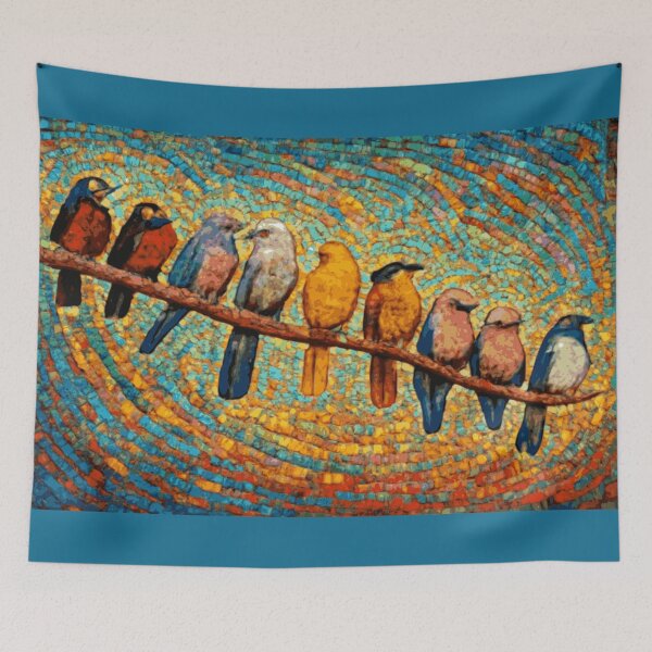 Item preview, Gathering of birds in mosaic art designed and sold by designmari.