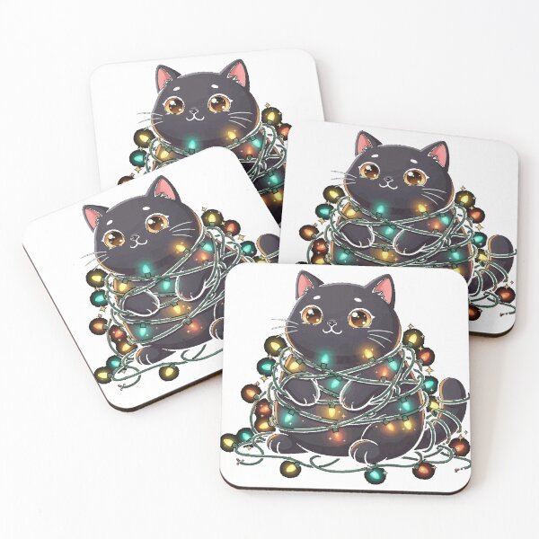 Item preview, Funny black cat tangled in christmas lights Classic T-Shirt designed and sold by MaLhari-Market.