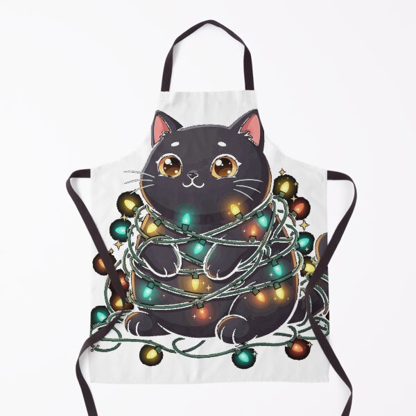Item preview, Funny black cat tangled in christmas lights Classic T-Shirt designed and sold by MaLhari-Market.