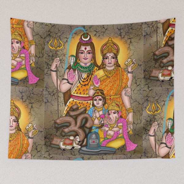 Item preview, Lord Shiva's Family Digital Drawing | Hindu Divine Family Artwork designed and sold by Harshit_Digital_Arts.