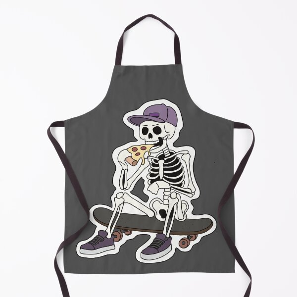 Item preview, Skater skeleton eating pizza slice on skateboard designed and sold by EDimension.