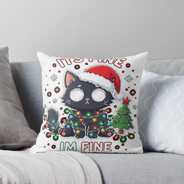 Item preview, Im Fine Everything is Fine Cat Tangled Up In Christmas Lights Classic T-Shirt designed and sold by Cute-Pretty.