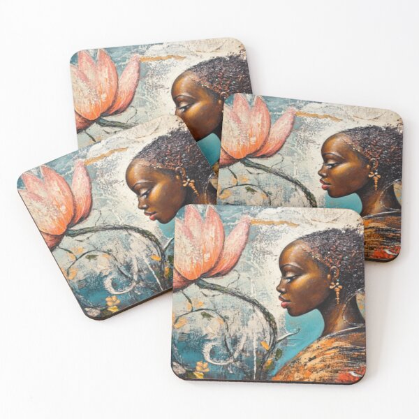 Item preview, Black Beauty Lotus Flower – African American Woman Vintage Oil Painting designed and sold by GSizzle1.