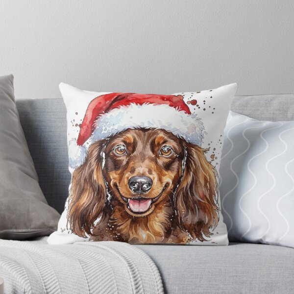 Item preview, Longhaired Wiener Dog with Santa hat Oversized T-Shirt designed and sold by MaLhari-Market.