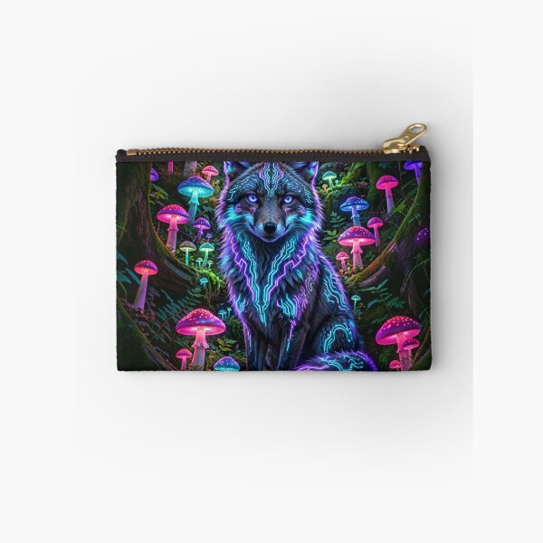 Item preview, Bioluminescent Fox Vertical Portrait - Intense Neon Mushroom Forest Fantasy Art for Gamer Room designed and sold by Crystal Critters .
