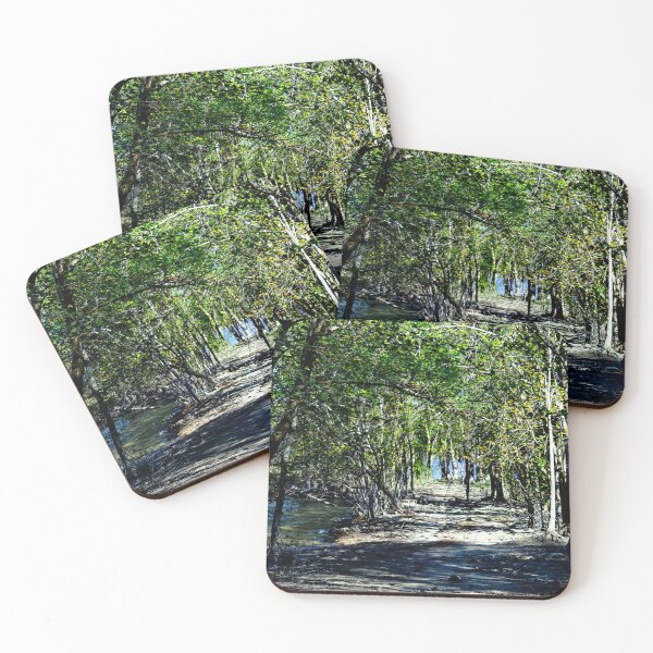Item preview, Shaded Woodland Path Leading to Water – Peaceful Forest Nature Trail designed and sold by celinebisson.