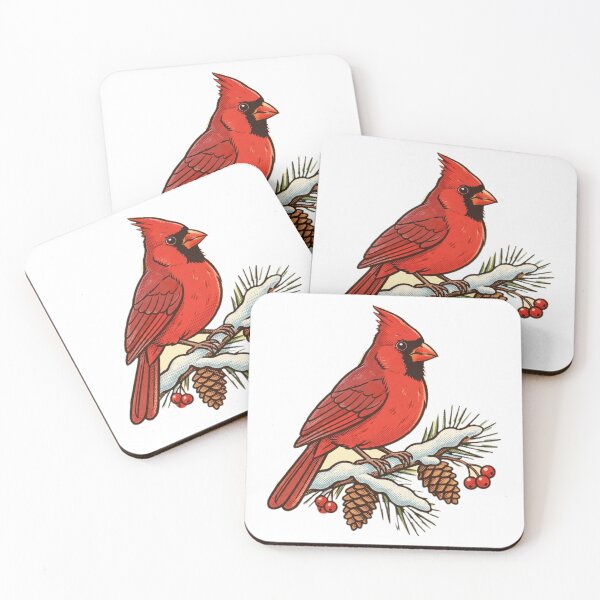 Item preview, Red Cardinal on Snowy Branch — Retro Winter Bird designed and sold by Neshmi.