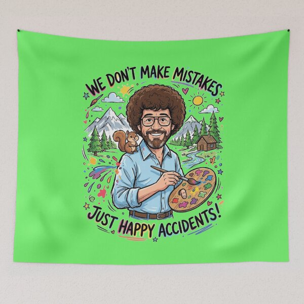 Item preview, Bob Ross Happy Accidents - Cozy Mountain Painter designed and sold by Karamram Studio.