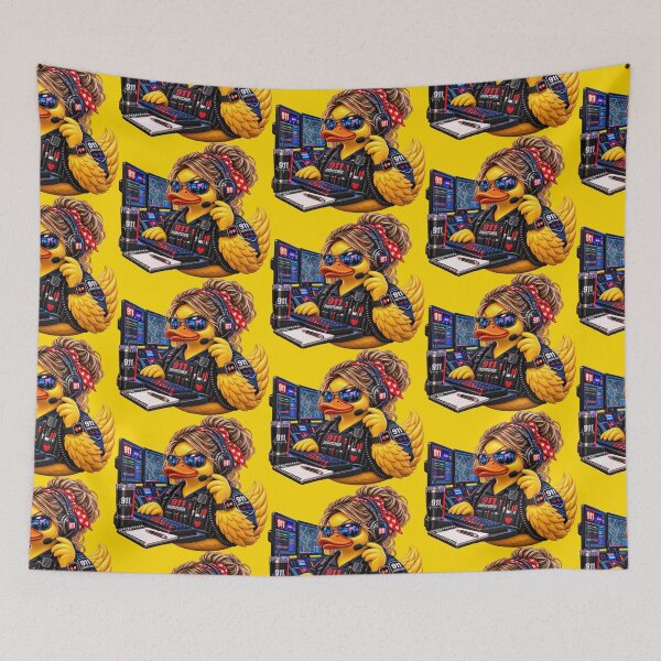 Item preview, 911 Dispatcher Duck – Sassy Headset & Messy Bun Design designed and sold by ArtistWill.