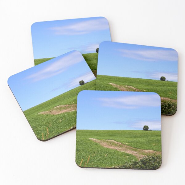 Item preview, Lone Tree on Green Rolling Farmland Under Blue Sky – Peaceful Rural Landscape designed and sold by celinebisson.