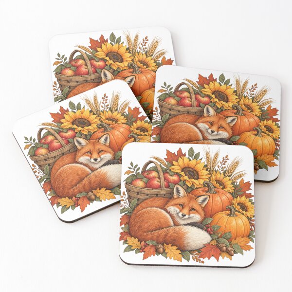 Item preview, Grateful Harvest Fox with Apples and Sunflowers designed and sold by NewAgeNexus.