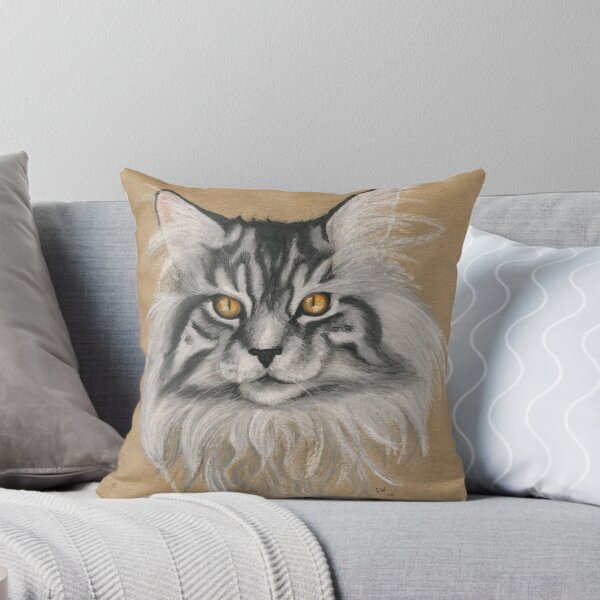 Item preview, Long Haired Tabby Cat Portrait Colored Pencil Art designed and sold by PixelBrujeria.