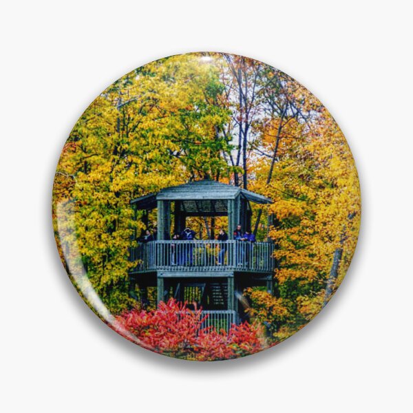 Item preview, Wooden Observation Gazebo Surrounded by Colorful Autumn Forest designed and sold by celinebisson.