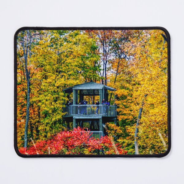 Item preview, Wooden Observation Gazebo Surrounded by Colorful Autumn Forest designed and sold by celinebisson.