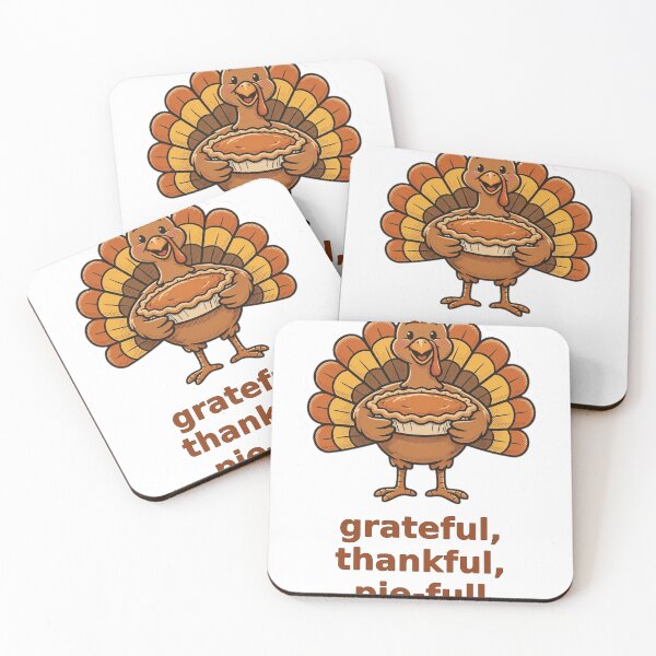 Item preview, Retro Turkey With Pumpkin Pie — Grateful Thankful Pie-Full designed and sold by Neshmi.