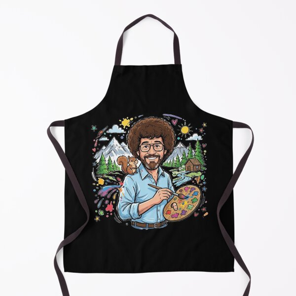 Item preview, Bob Ross Painter With Squirrel - Colorful Mountain Cabin designed and sold by Karamram Studio.