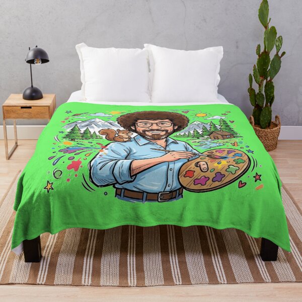 Item preview, Bob Ross Painter With Squirrel - Colorful Mountain Cabin designed and sold by Karamram Studio.