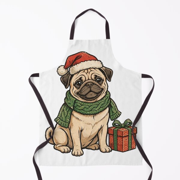 Item preview, Pug Christmas — Retro Santa Hat Dog With Gift designed and sold by Neshmi.