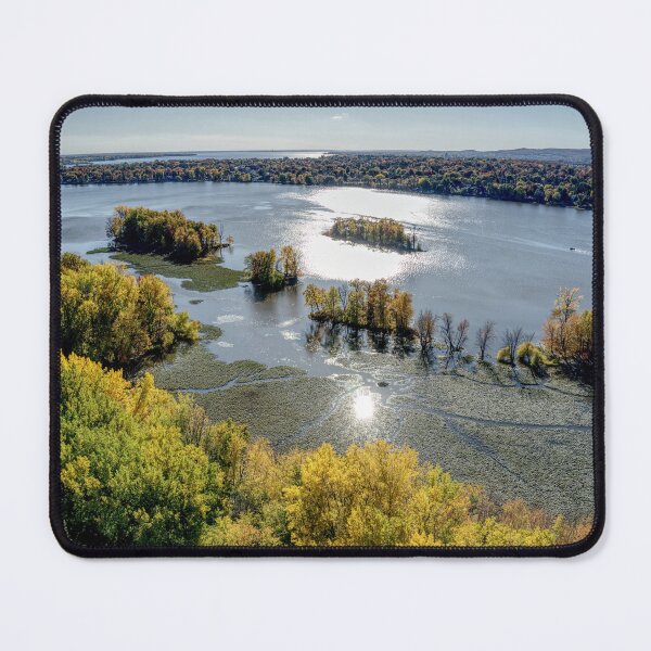Item preview, Aerial View of Rivière des Mille Îles in Laval Quebec with Colorful Autumn Foliage designed and sold by celinebisson.
