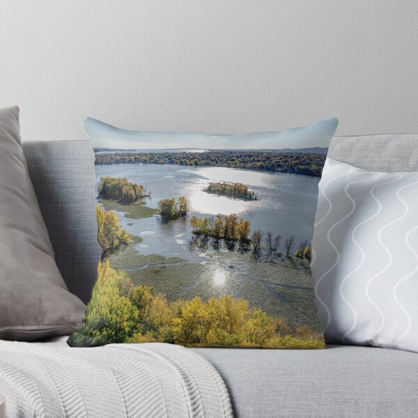 Item preview, Aerial View of Rivière des Mille Îles in Laval Quebec with Colorful Autumn Foliage designed and sold by celinebisson.