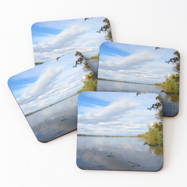 Item preview, Peaceful Lake with Blue Sky and White Clouds Surrounded by Autumn Trees designed and sold by celinebisson.