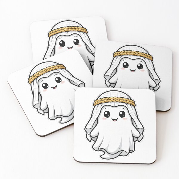 Item preview, Cute Ghost with White Ghutra and Golden Agal Funny Arab Ghost designed and sold by AtlasEtErable.