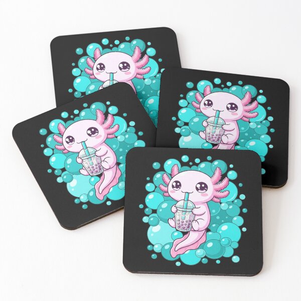 Item preview, Cute Boba Axolotl Drinking Bubble Tea Kawaii Character designed and sold by MiALopezArt.