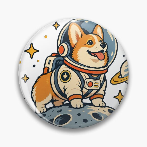 Item preview, Cute Space Corgi Cosmic Patrol Retro Illustration designed and sold by emolinasv2023.