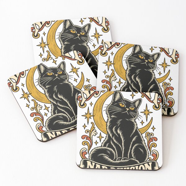 Item preview, Black Cat Night Shift Vintage Moon Illustration designed and sold by emolinasv2023.