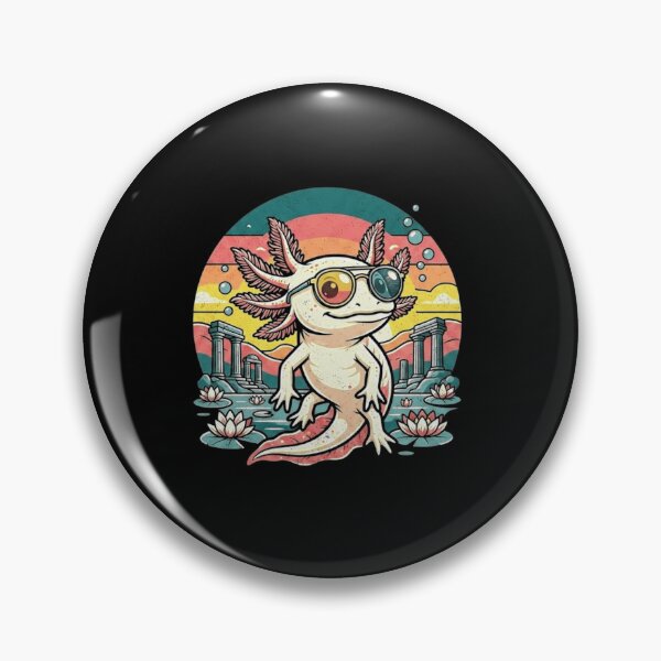 Item preview, Retro Axolotl Wearing 3D Glasses by a Sunset Lagoon designed and sold by MiALopezArt.
