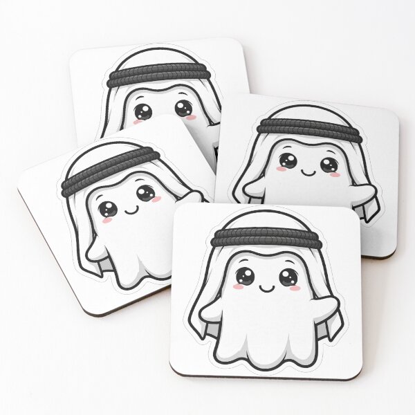 Item preview, Cute Ghost with White Ghutra and Black Agal Classic Arab Ghost designed and sold by AtlasEtErable.