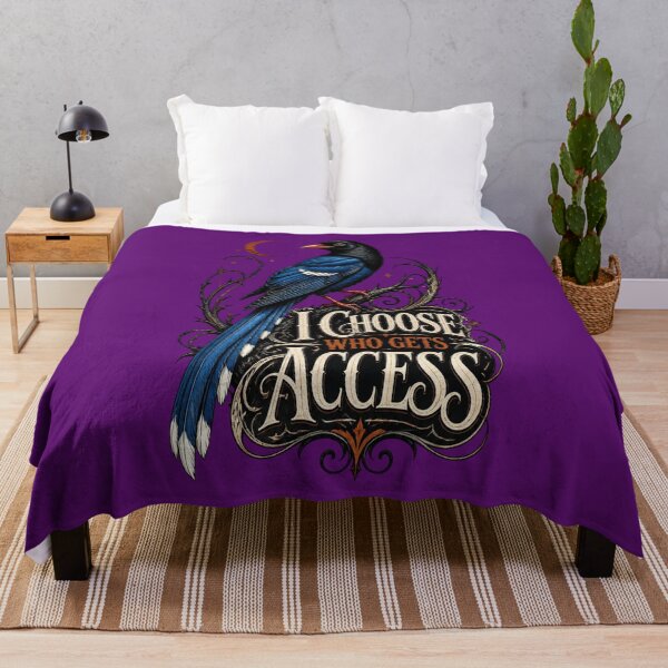 Item preview, Red-Billed Blue Magpie "I Choose Who Gets Access" Gothic Art Nouveau Halloween Bird Shirt | Exotic Bird Boundary Quote Dark Academia Tee designed and sold by Max Store.