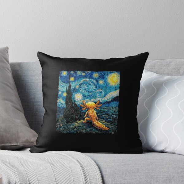 Item preview, Axolotl Gazing at a Swirling Starry Night Landscape designed and sold by MiALopezArt.