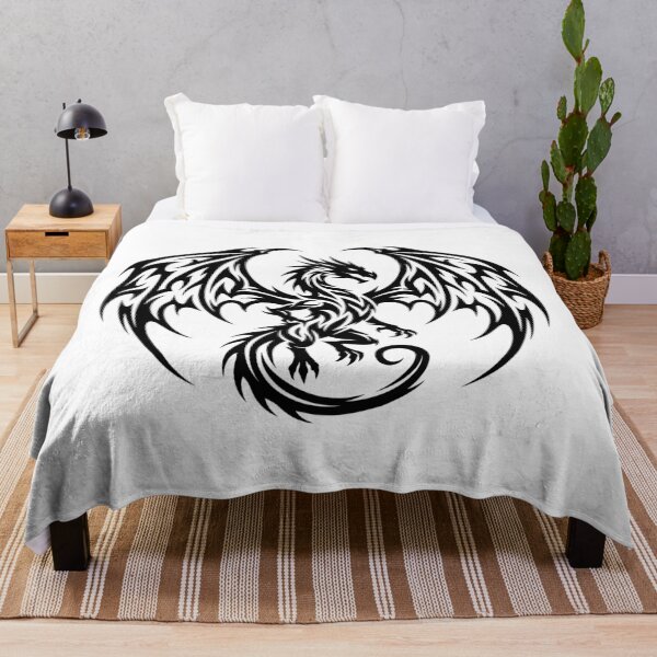Item preview, Tribal Dragon Flying Wings Circle Tattoo – Bold Black Flame Winged Dragon Emblem Art designed and sold by DragonSerpent Ink.
