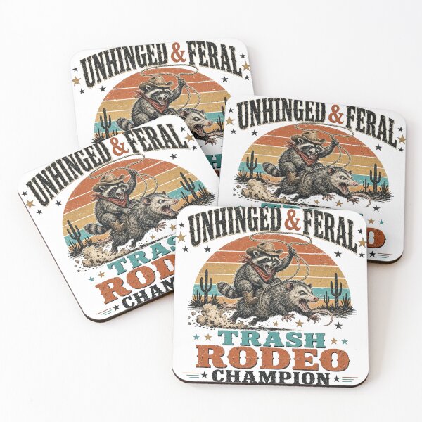 Item preview, Unhinged & Feral Rodeo - Funny Cowboy Raccoon Riding Bucking Possum Western designed and sold by SwushosShirtz.
