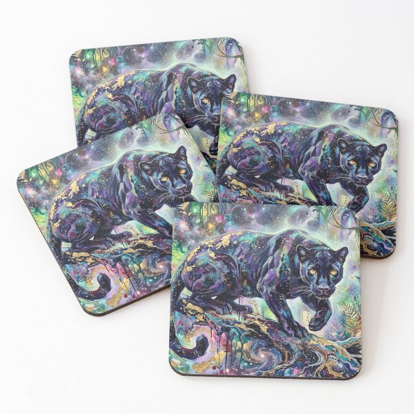 Item preview, Black Panther Cosmic Jungle abstract painting designed and sold by JonelleTshirts.