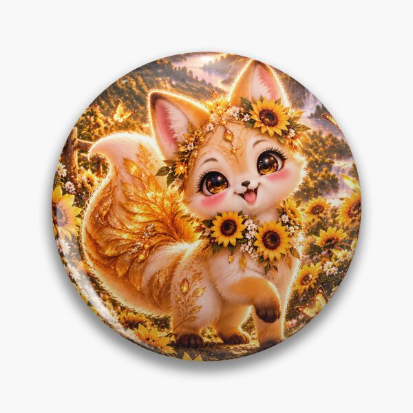 Item preview, GgggMagical Golden Sunflower Fox Fantasy Castle Vertical Art designed and sold by kawaiiaianimals.