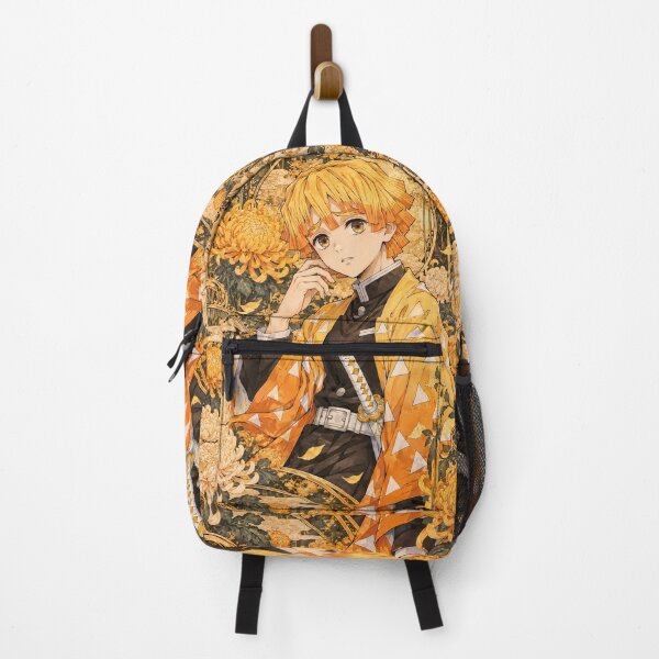Item preview, Zenitsu Agatsuma Demon Slayer Golden Chrysanthemum Floral Portrait designed and sold by Drissorartisa.